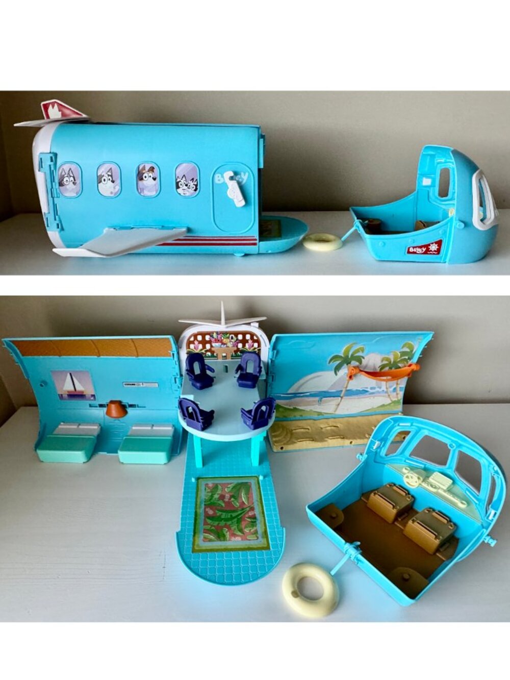 Bluey 3-in-1 Transforming Plane Playset Turns Into Boat+Resort Imaginative Play